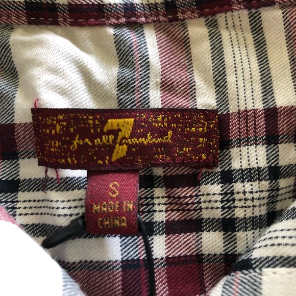 7 For All Mankind- Plaid button up shirt- Size S&M - Picture 2 of 2